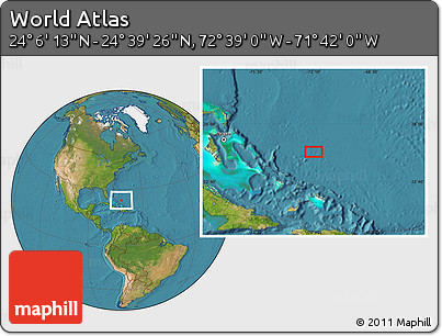Satellite Location Map of the Area around 24° 22' 49" N, 72° 10' 30" W