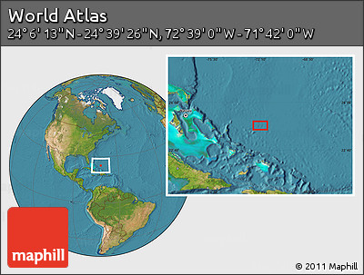 Satellite Location Map of the Area around 24° 22' 49" N, 72° 10' 30" W
