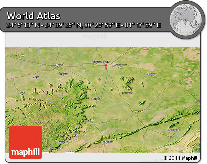 Satellite 3D Map of the Area around 24° 22' 49" N, 80° 49' 29" E