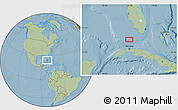 Savanna Style Location Map of the area around 24° 22' 49" N, 82° 22' 30" W, hill shading