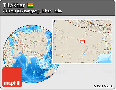 Shaded Relief Location Map of Tilokhar