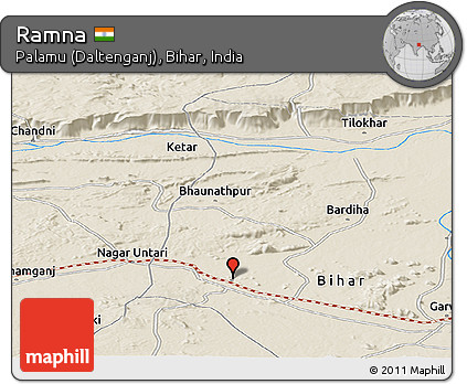 Shaded Relief Panoramic Map of Ramna