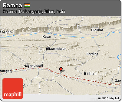 Shaded Relief Panoramic Map of Ramna