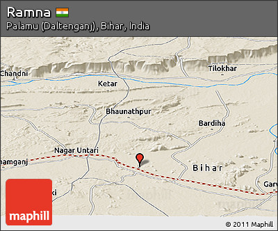Shaded Relief Panoramic Map of Ramna