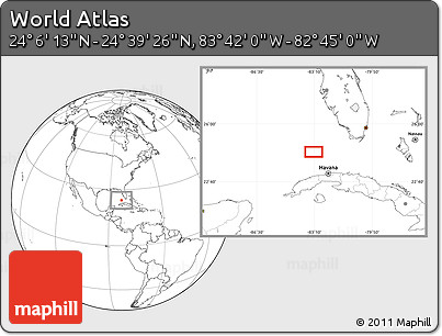 Blank Location Map of the Area around 24° 22' 49" N, 83° 13' 29" W
