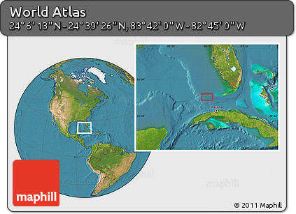 Satellite Location Map of the Area around 24° 22' 49" N, 83° 13' 29" W