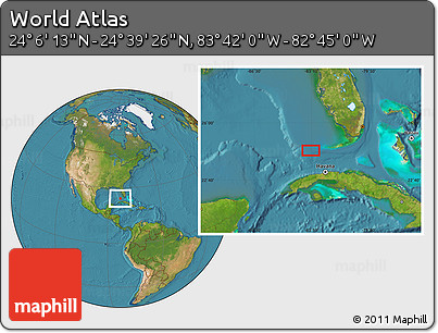 Satellite Location Map of the Area around 24° 22' 49" N, 83° 13' 29" W
