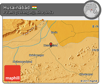 Political 3D Map of Husainābād