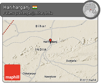 Shaded Relief 3D Map of Hariharganj