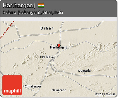 Shaded Relief 3D Map of Hariharganj