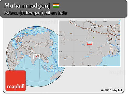 Gray Location Map of Muhammadganj