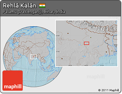 Gray Location Map of Rehlā Kalān, hill shading