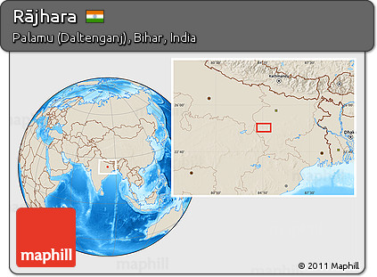 Shaded Relief Location Map of Rājhara