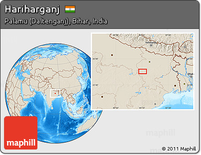 Shaded Relief Location Map of Hariharganj