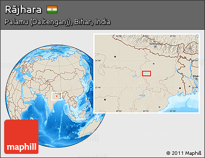 Shaded Relief Location Map of Rājhara