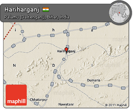 Shaded Relief Map of Hariharganj