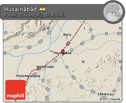 Shaded Relief Map of Husainābād