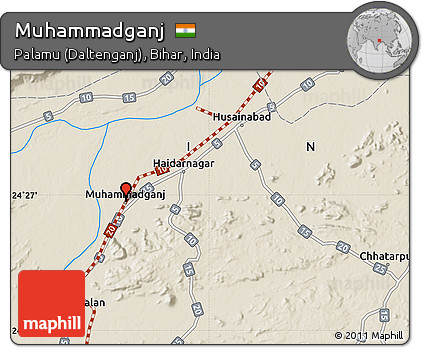 Shaded Relief Map of Muhammadganj