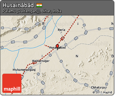 Shaded Relief Map of Husainābād