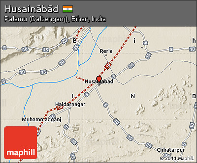 Shaded Relief Map of Husainābād