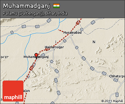 Shaded Relief Map of Muhammadganj