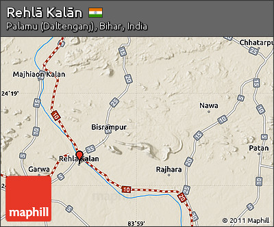 Shaded Relief Map of Rehlā Kalān