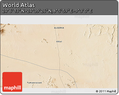 Satellite 3D Map of the Area around 24° 22' 49" N, 8° 34' 29" E