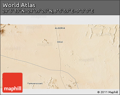 Satellite 3D Map of the Area around 24° 22' 49" N, 8° 34' 29" E