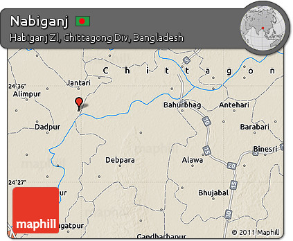 Shaded Relief Map of Nabiganj