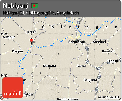 Shaded Relief Map of Nabiganj