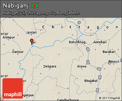 Shaded Relief Map of Nabiganj
