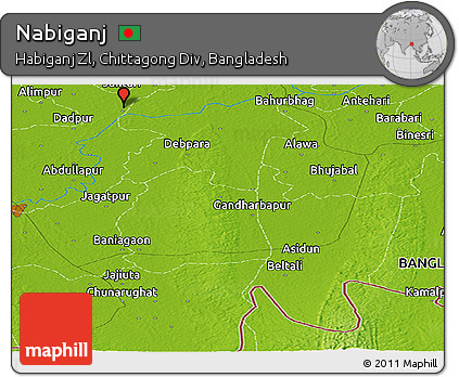 Physical Panoramic Map of Nabiganj
