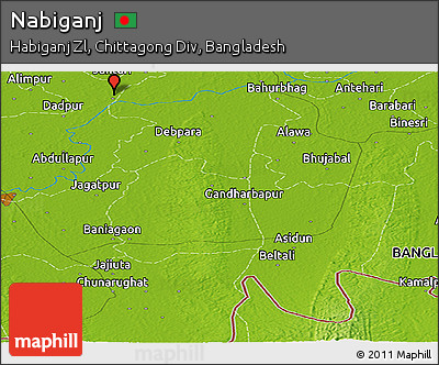 Physical Panoramic Map of Nabiganj