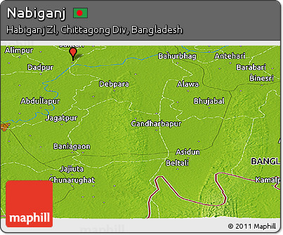 Physical Panoramic Map of Nabiganj