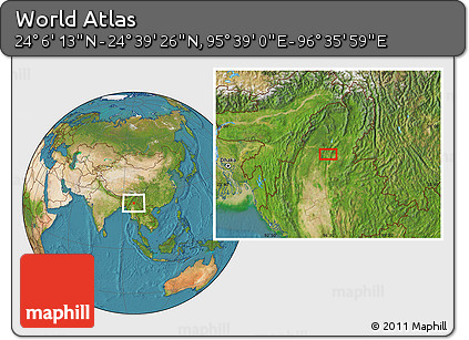 Satellite Location Map of the Area around 24° 22' 49" N, 96° 7' 30" E