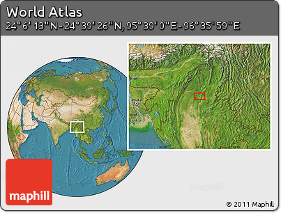 Satellite Location Map of the Area around 24° 22' 49" N, 96° 7' 30" E