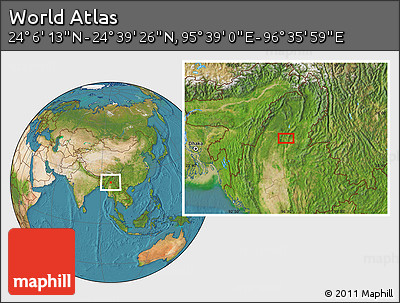 Satellite Location Map of the Area around 24° 22' 49" N, 96° 7' 30" E