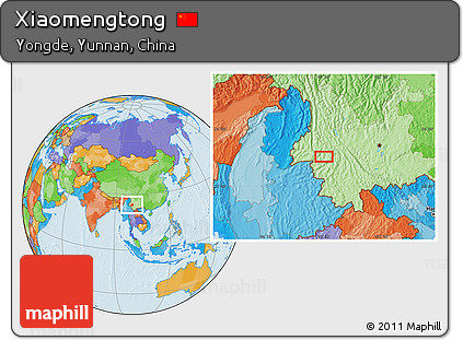 Political Location Map of Xiaomengtong