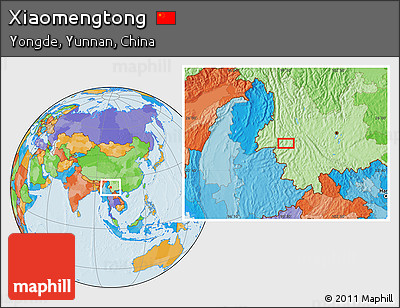Political Location Map of Xiaomengtong