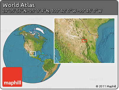 Satellite Location Map of the Area around 24° 52' 30" N, 100° 13' 29" W