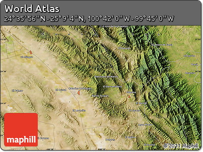 Satellite Map of the Area around 24° 52' 30" N, 100° 13' 29" W