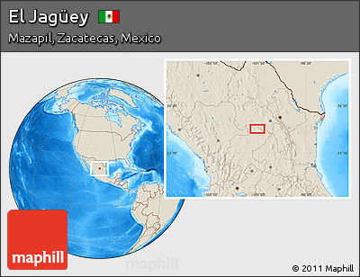 Shaded Relief Location Map of El Jagüey