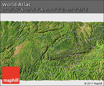 Satellite 3D Map of the Area around 24° 52' 30" N, 104° 37' 30" E