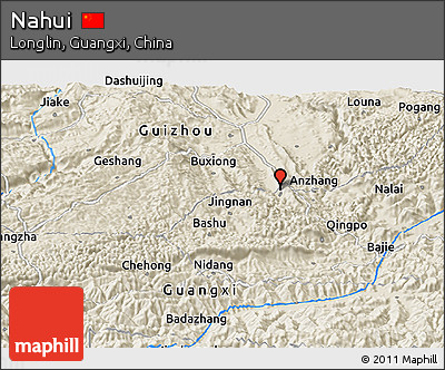 Shaded Relief Panoramic Map of Nahui