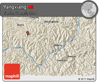 Shaded Relief 3D Map of Yangxiang