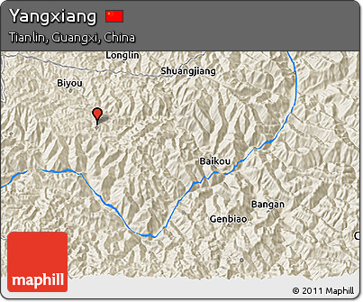 Shaded Relief 3D Map of Yangxiang