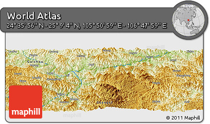 Physical Panoramic Map of the Area around 24° 52' 30" N, 106° 19' 29" E