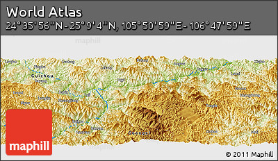 Physical Panoramic Map of the Area around 24° 52' 30" N, 106° 19' 29" E