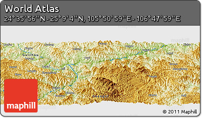 Physical Panoramic Map of the Area around 24° 52' 30" N, 106° 19' 29" E