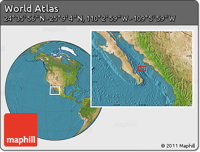 Satellite Location Map of the Area around 24° 52' 30" N, 109° 34' 29" W